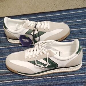 Women's White and Green Sneakers